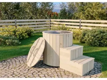 Cold Tub Finntherm bergen 2-personen-100-durchmesser-ablassventil-fichte-inaisi304-edelstahl-700liter-pefc